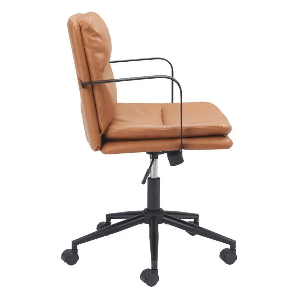Brown and Black Adjustable Height Swivel Rolling Office Chair - NOBLE HOME INTERIORS