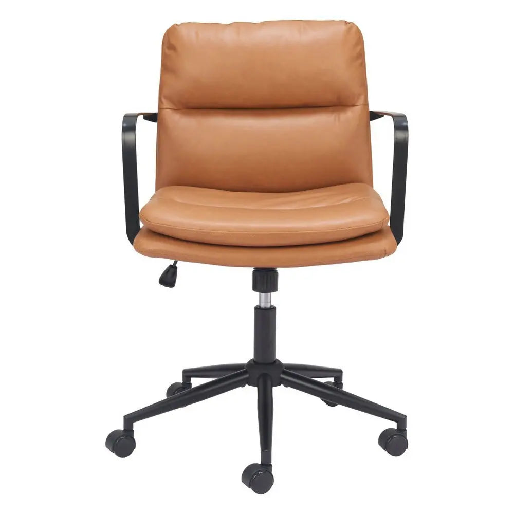 Brown and Black Adjustable Height Swivel Rolling Office Chair - NOBLE HOME INTERIORS