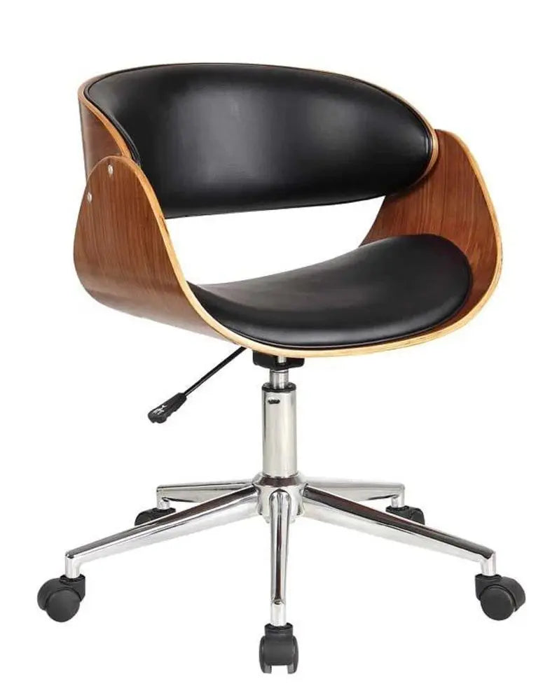 Brown Black and Silver Adjustable Height Swivel Rolling Office Chair - NOBLE HOME INTERIORS
