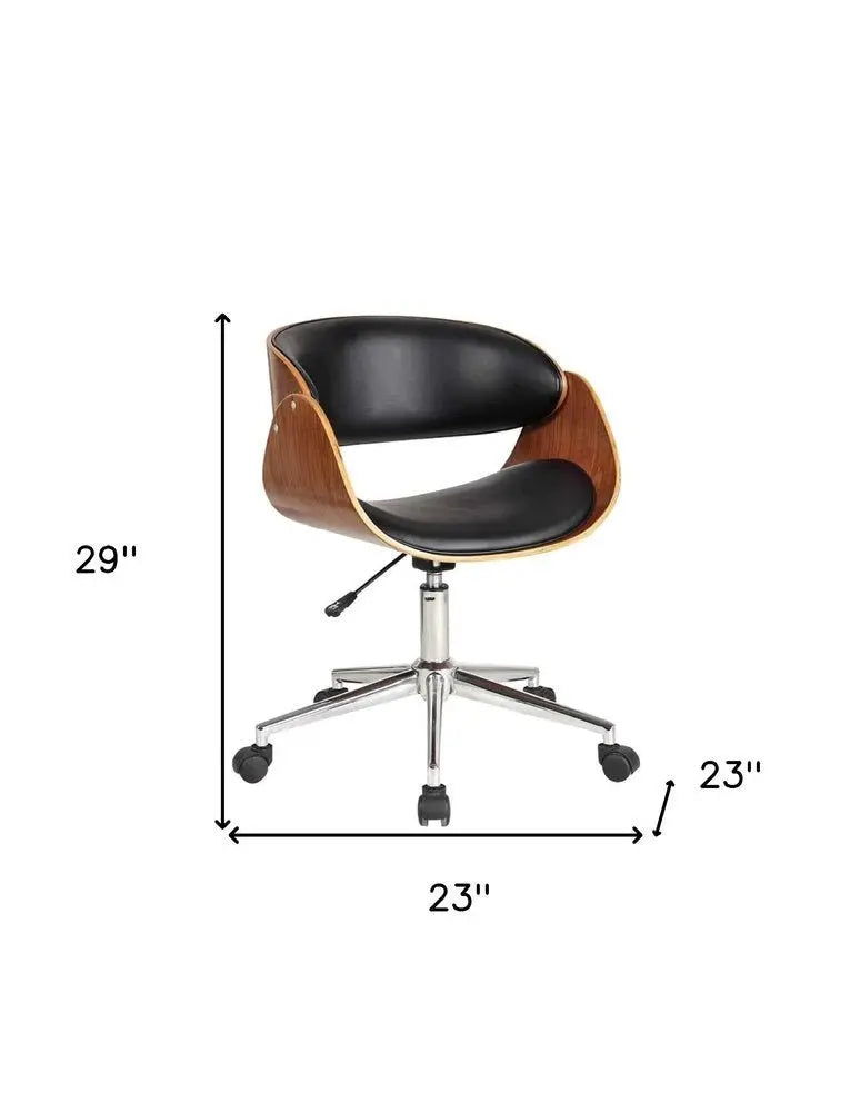 Brown Black and Silver Adjustable Height Swivel Rolling Office Chair - NOBLE HOME INTERIORS