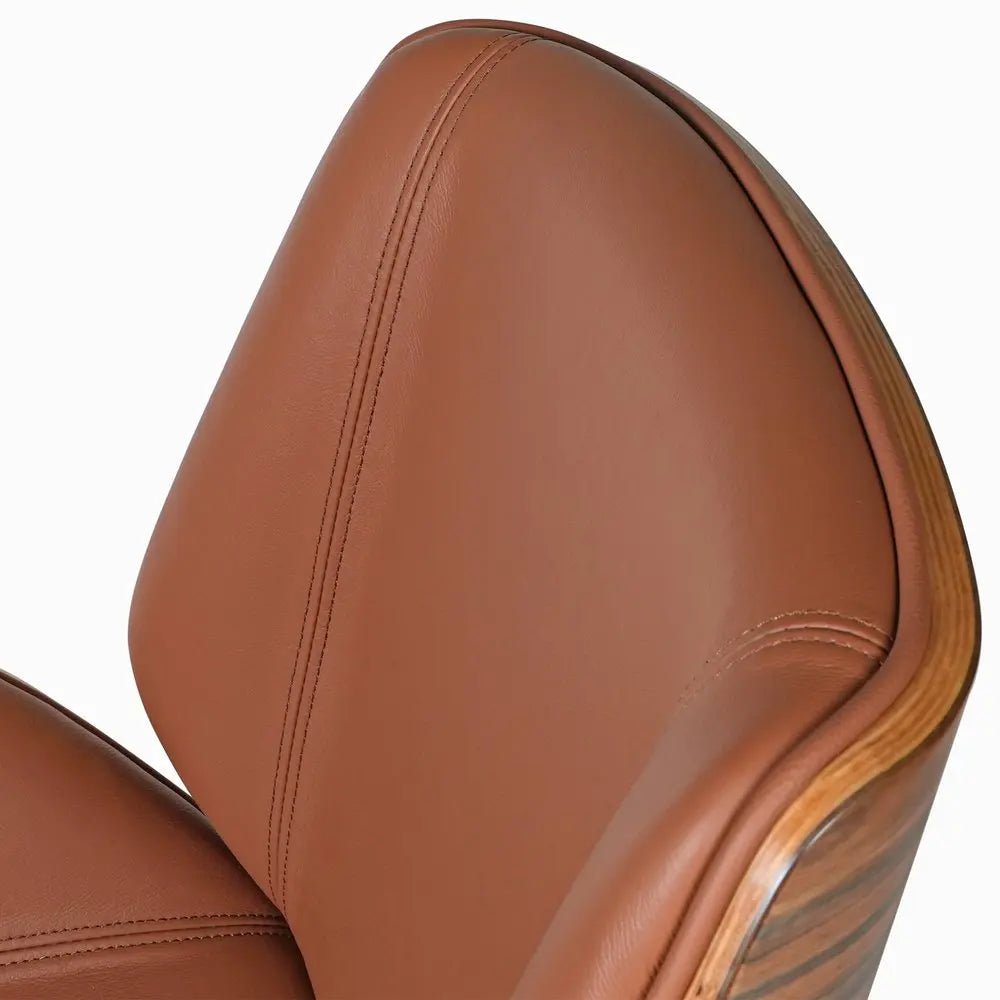 Brown Rosewood and Silver Adjustable Height Swivel Rolling Conference Office Chair - NOBLE HOME INTERIORS