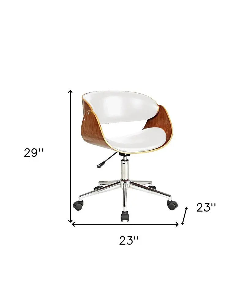 Brown White and Silver Adjustable Height Swivel Rolling Office Chair - NOBLE HOME INTERIORS