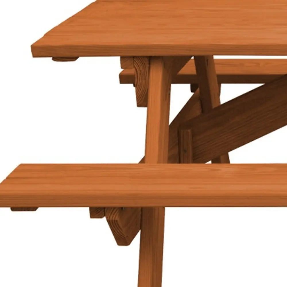 Cedar Chest Solid Wood Outdoor Picnic Table Umbrella Hole - NOBLE HOME INTERIORS