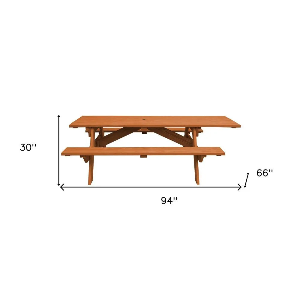 Cedar Chest Solid Wood Outdoor Picnic Table Umbrella Hole - NOBLE HOME INTERIORS