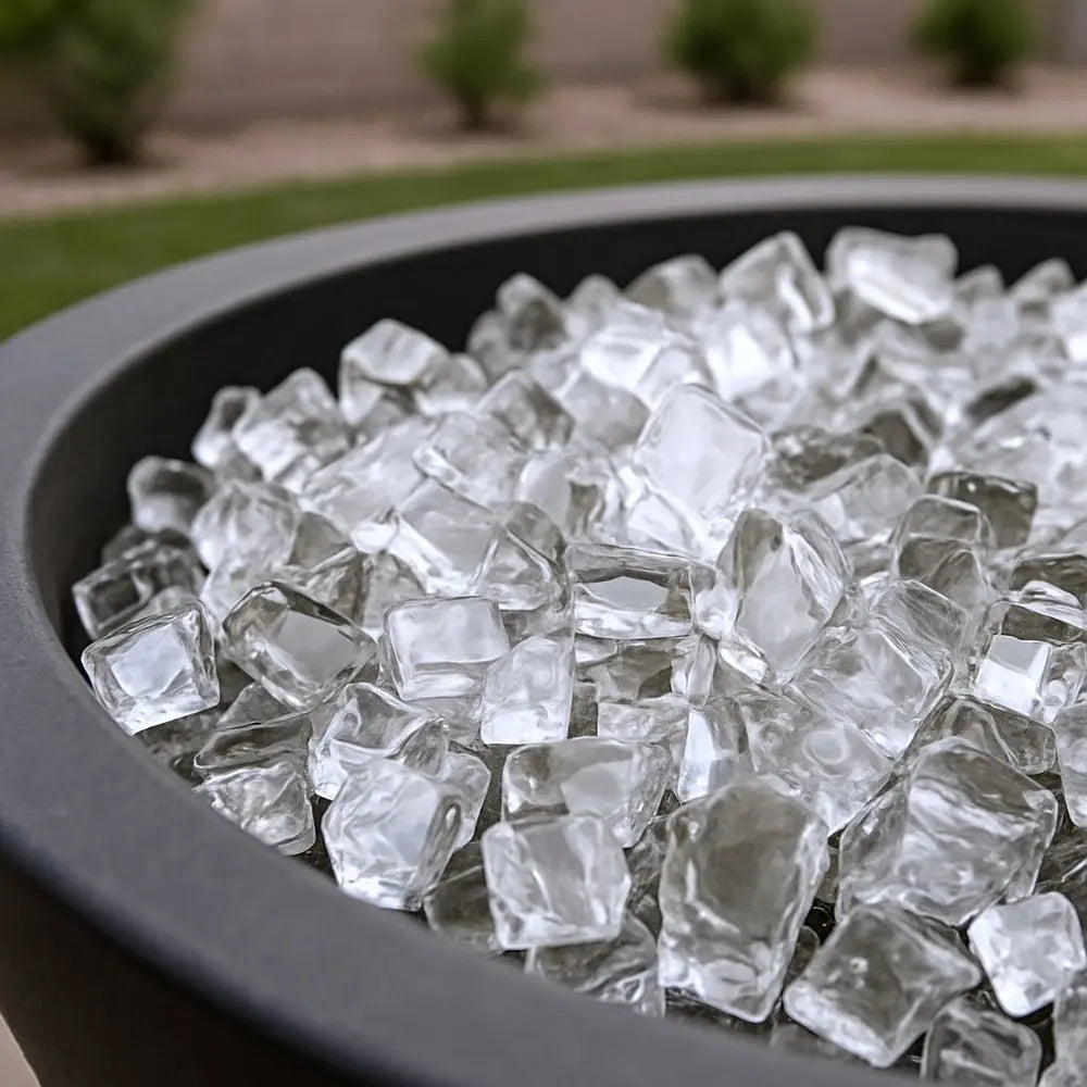 Clear Round Reflective Fire Pit Glass - NOBLE HOME INTERIORS