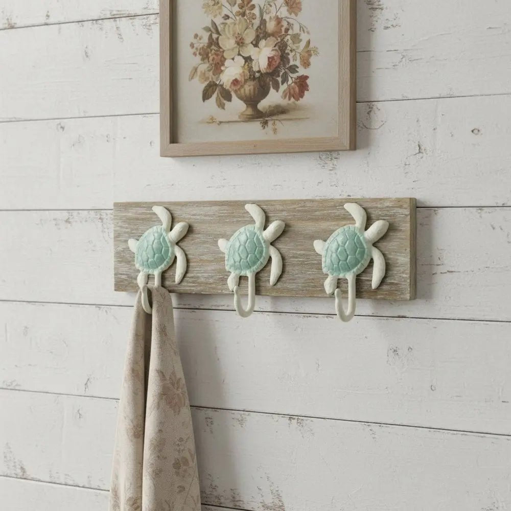 Coastal Sea Turtle Three Hook Coat Hanger - NOBLE HOME INTERIORS