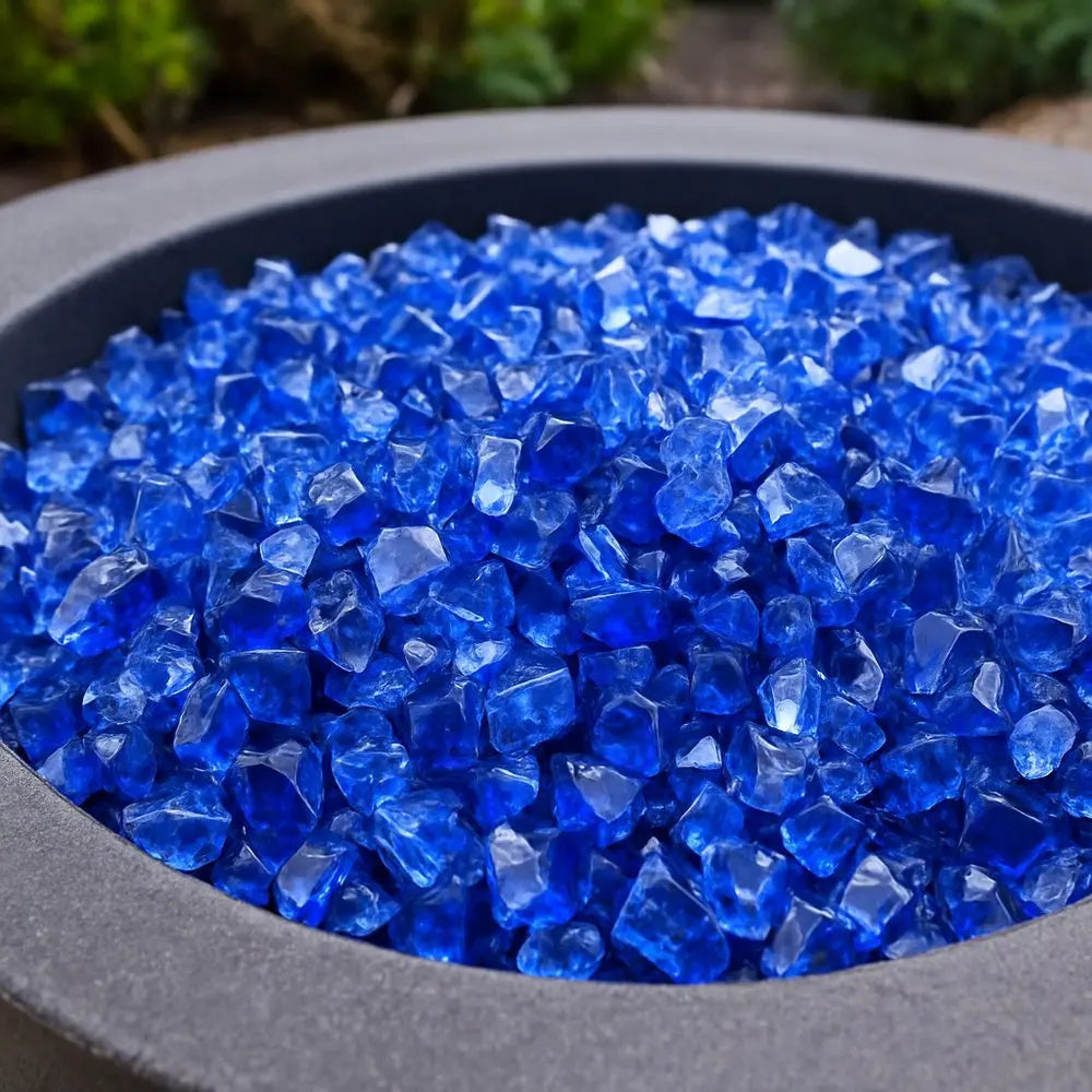 Cobalt Round Reflective Fire Pit Glass - NOBLE HOME INTERIORS