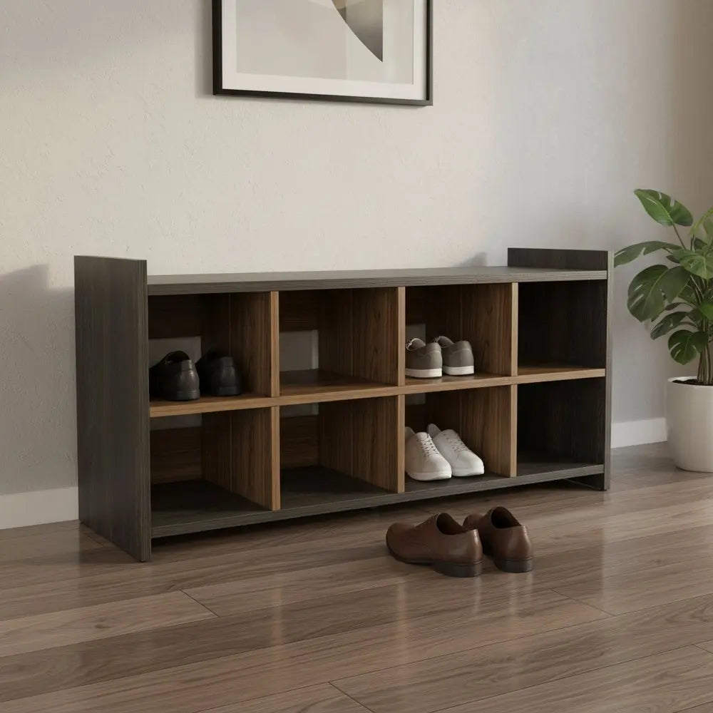 Dark Brown Ten Pair WoodShoe Rack - NOBLE HOME INTERIORS