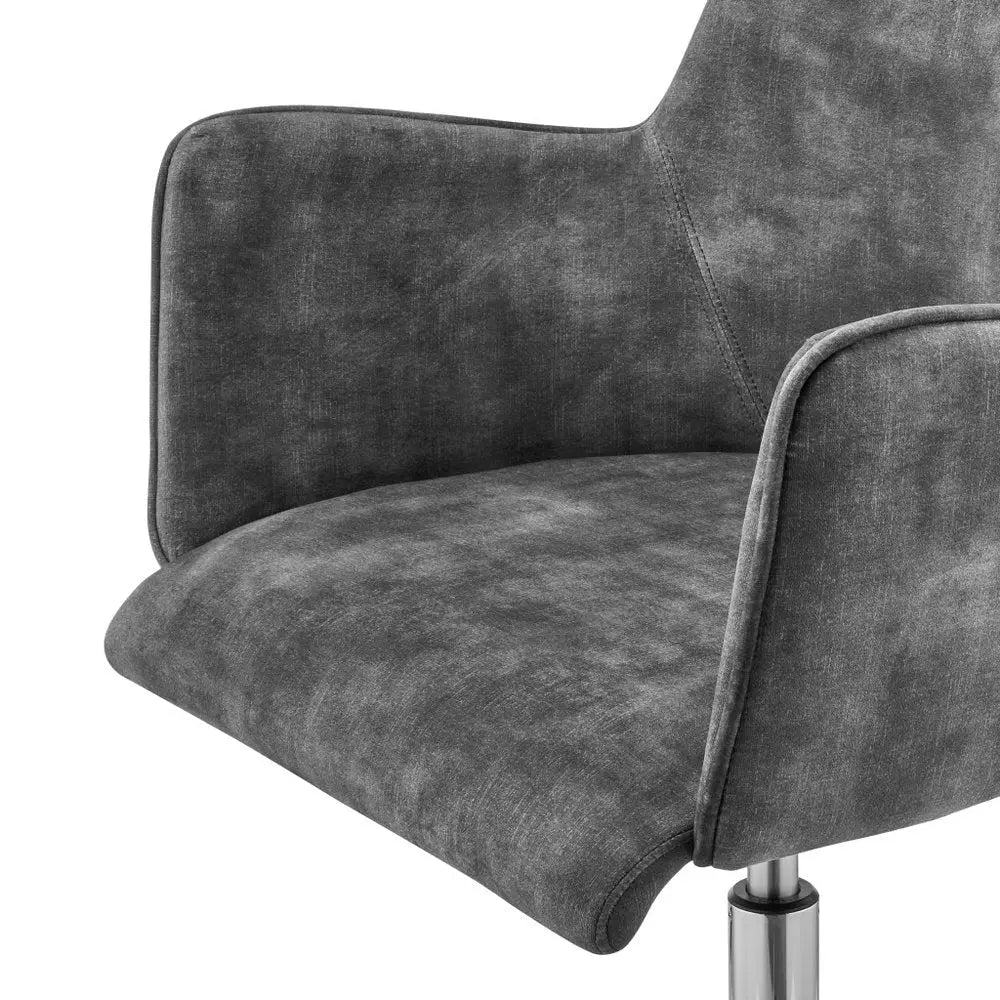 Dark Gray and Silver Velvet and Steel Adjustable Swivel Rolling Conference Office Chair - NOBLE HOME INTERIORS