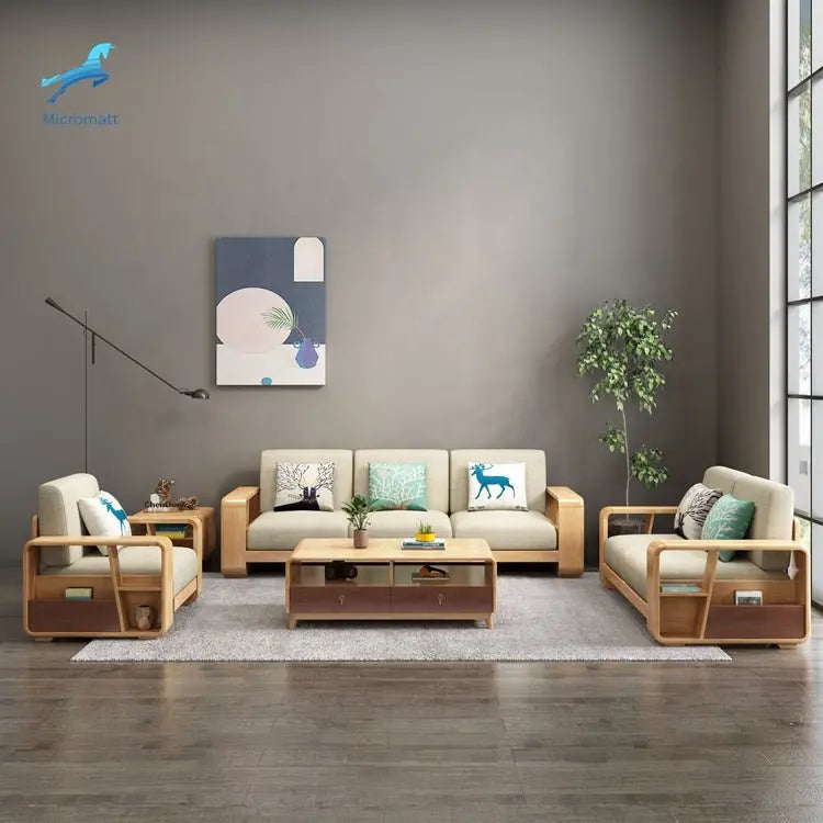 Design Solid Wood Furniture Sitting Room Furniture 3 Seaters Couch Sofa - NOVA - HOME - FURNITURE