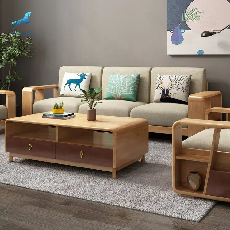 Design Solid Wood Furniture Sitting Room Furniture 3 Seaters Couch Sofa - NOVA - HOME - FURNITURE