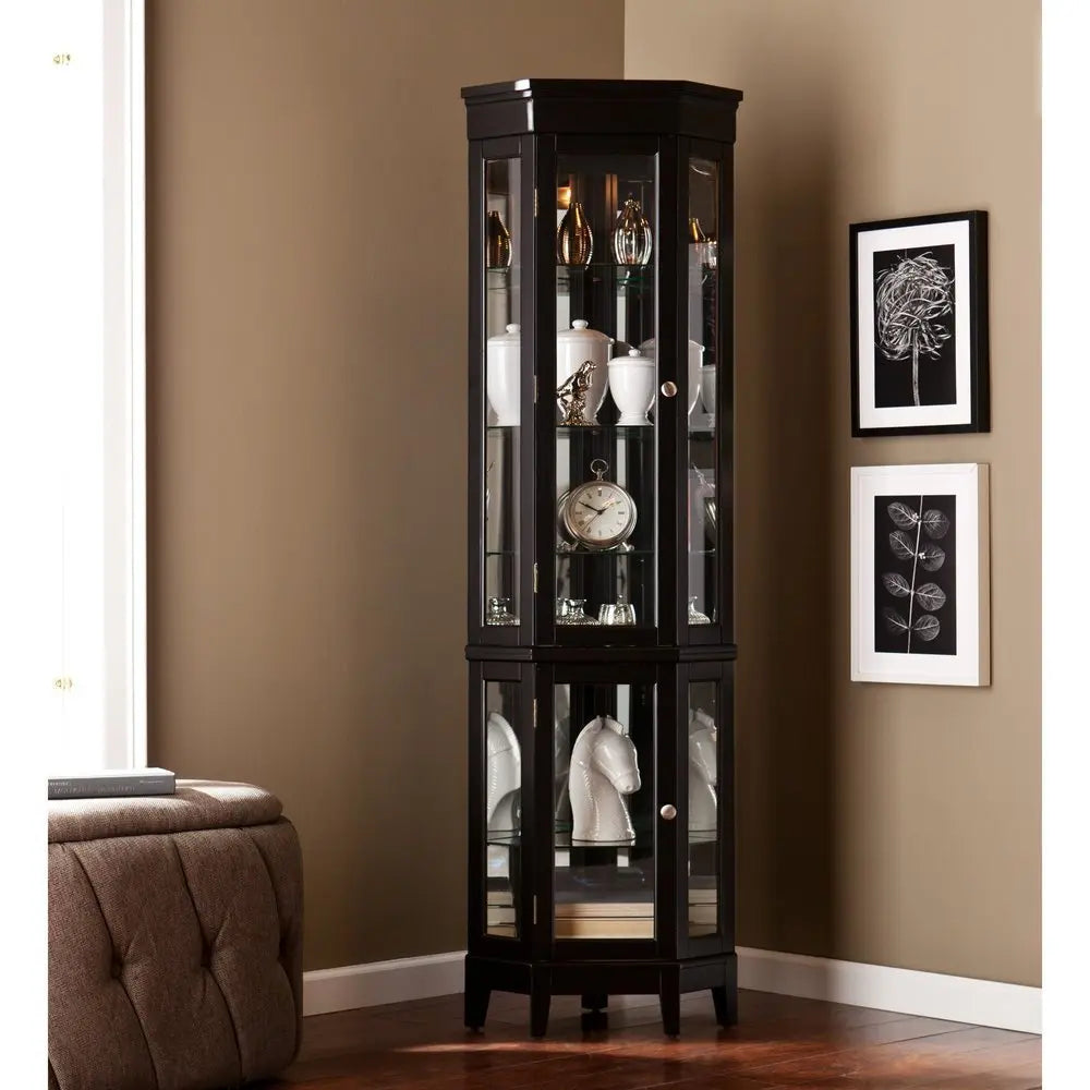 Elegant Black Lighted Curio Cabinet - NOVA HOME FURNITURE