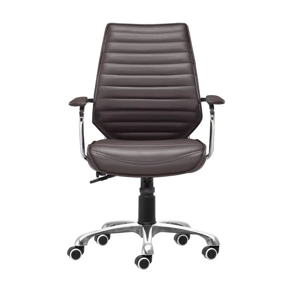 Espresso and Silver Adjustable Height Swivel Rolling Office Chair - NOBLE HOME INTERIORS