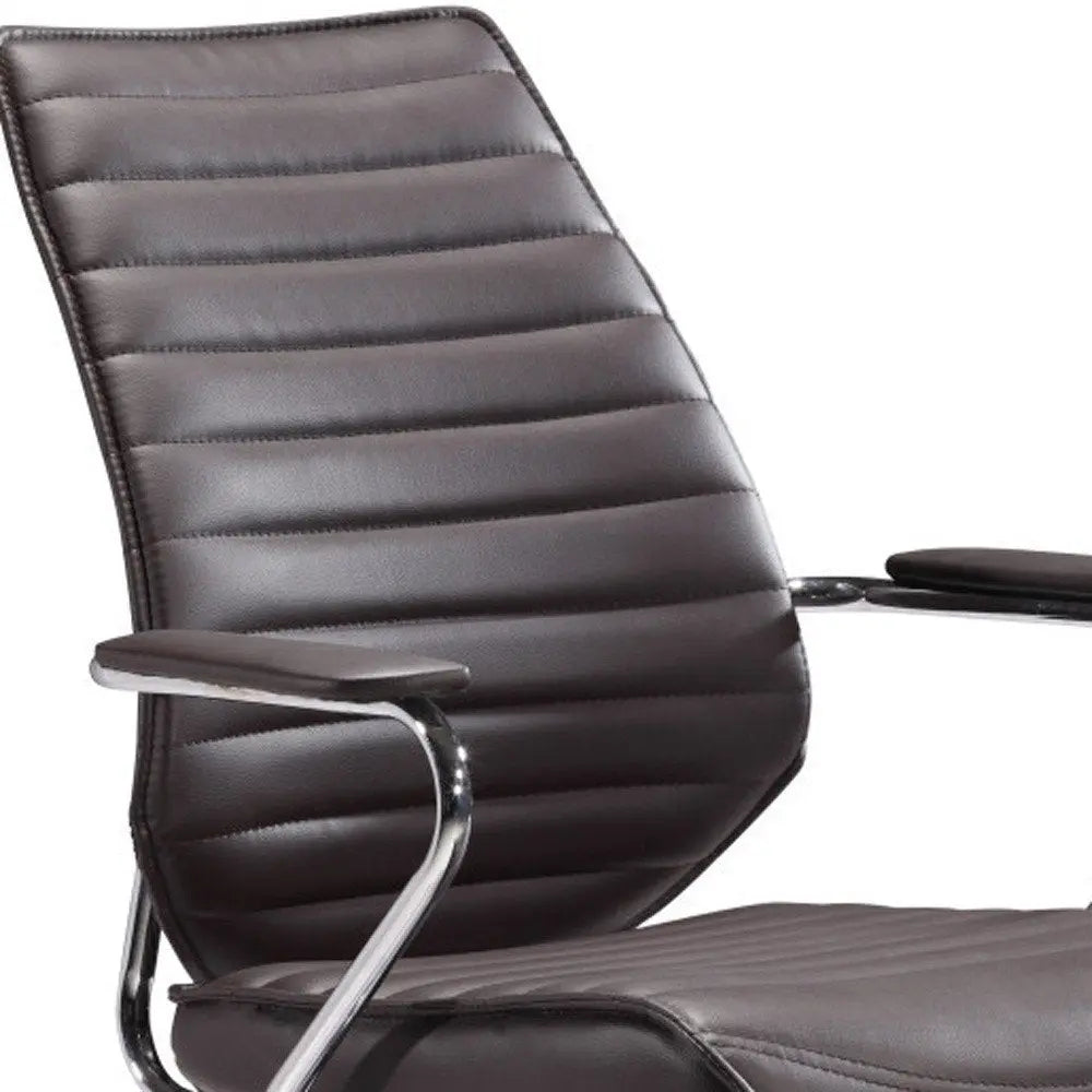 Espresso and Silver Adjustable Height Swivel Rolling Office Chair - NOBLE HOME INTERIORS