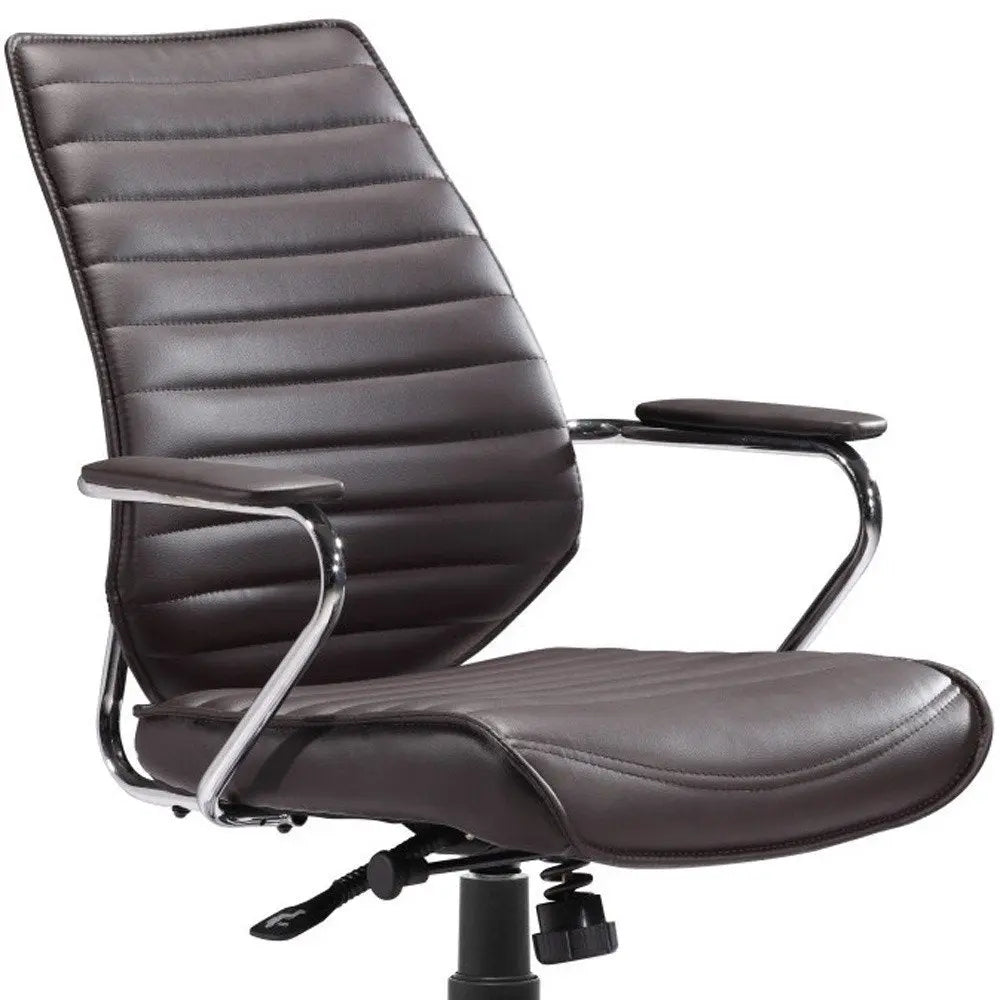 Espresso and Silver Adjustable Height Swivel Rolling Office Chair - NOBLE HOME INTERIORS