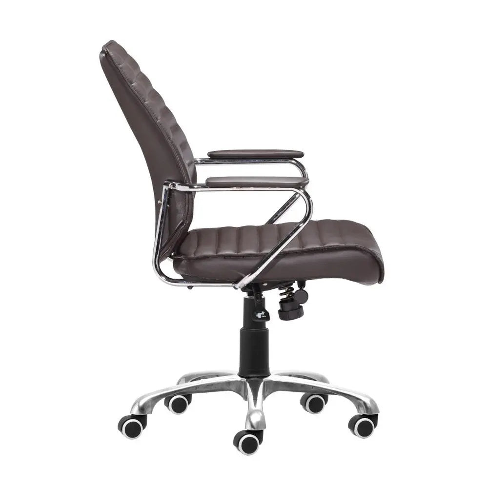 Espresso and Silver Adjustable Height Swivel Rolling Office Chair - NOBLE HOME INTERIORS