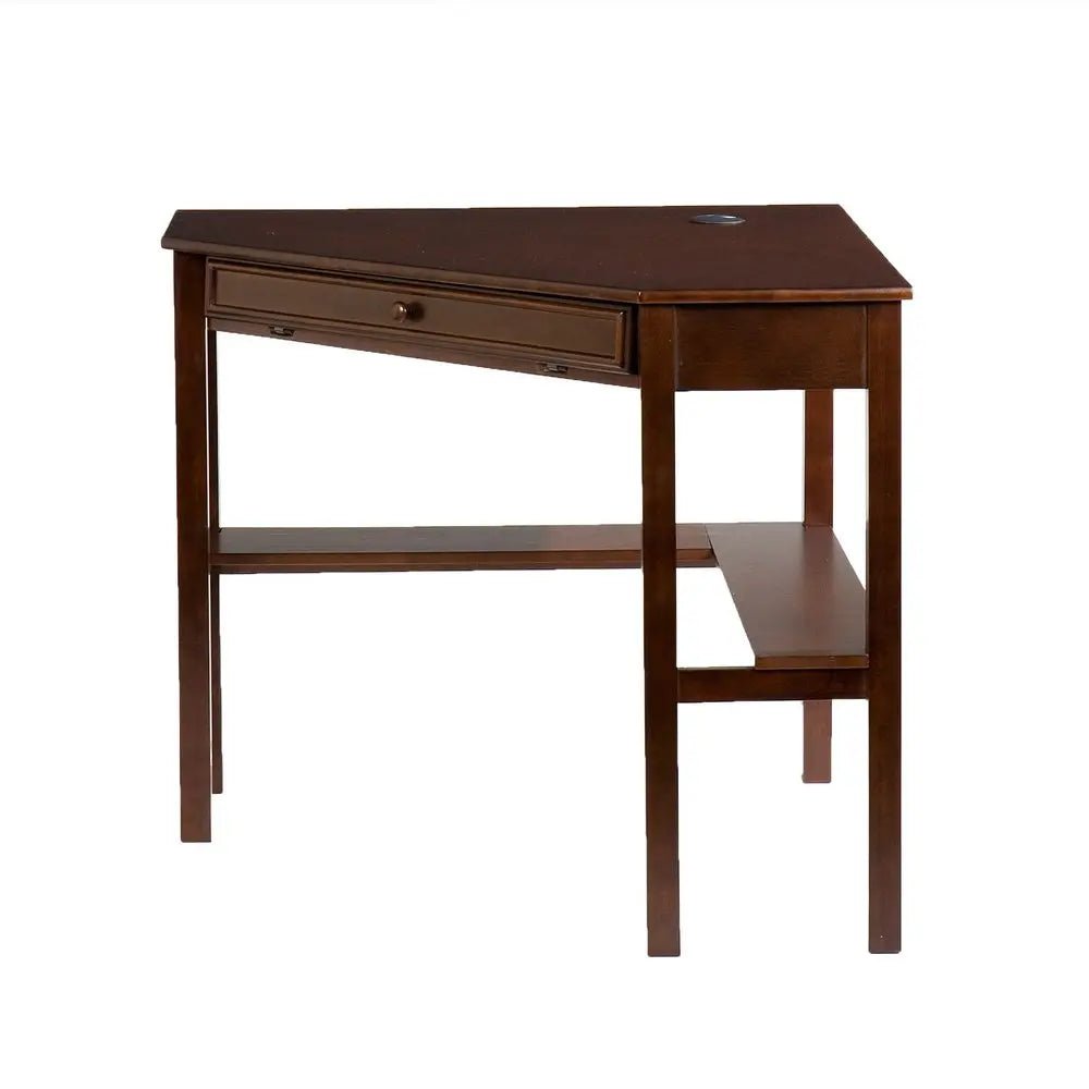 Espresso Corner Computer Desk - NOBLE HOME INTERIORS
