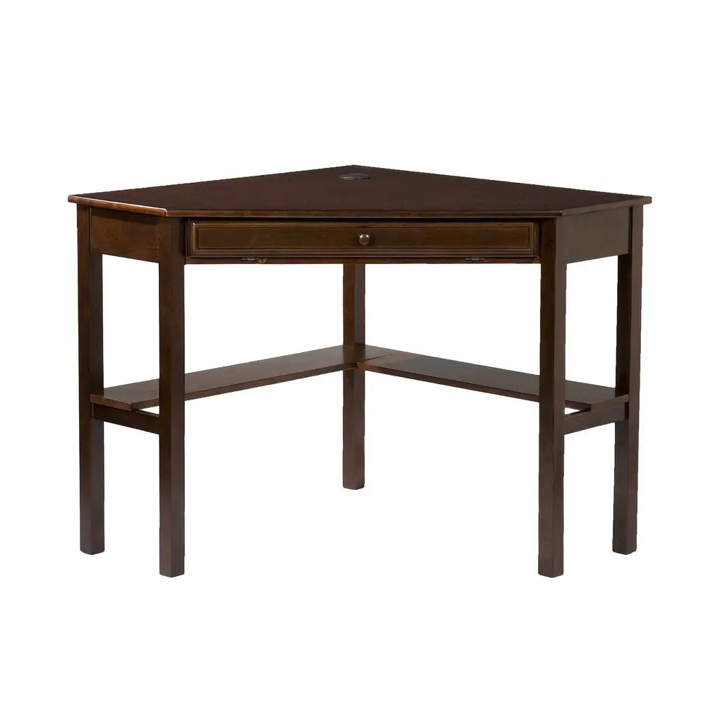 Espresso Corner Computer Desk - NOBLE HOME INTERIORS