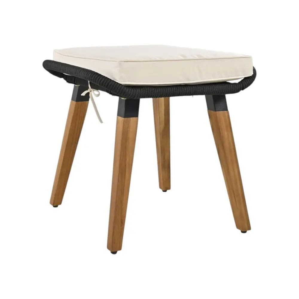 Five Piece Black and Beige Wicker Upholstered Cushions Two Person Seating Group With Table - NOBLE HOME INTERIORS