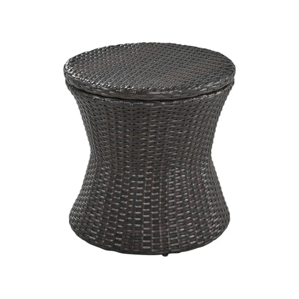 Five Piece Black and Beige Wicker Upholstered Cushions Two Person Seating Group With Table - NOBLE HOME INTERIORS