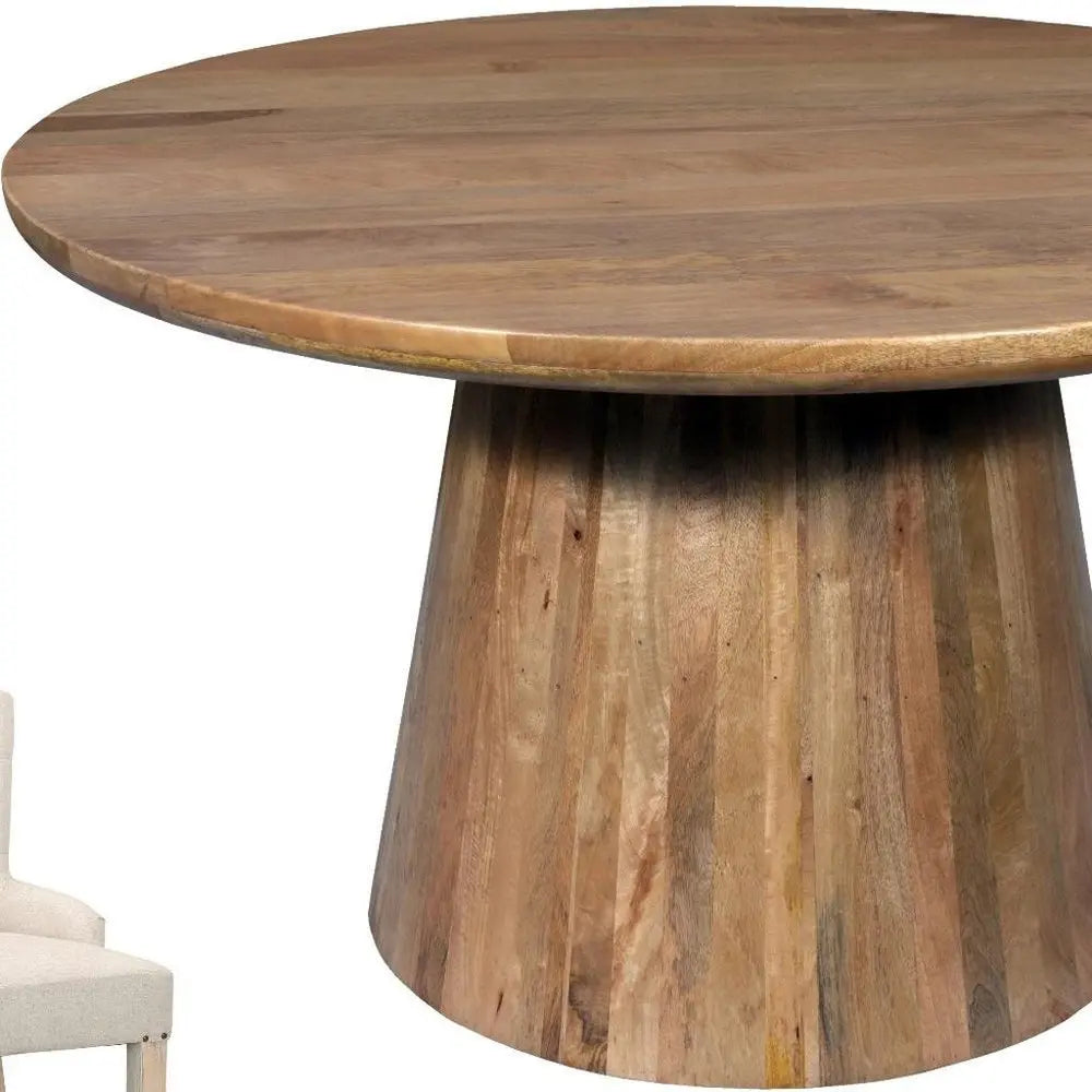 Five Piece Brown Round Solid Wood Dining Set with Four Chairs - NOVA HOME FURNITURE