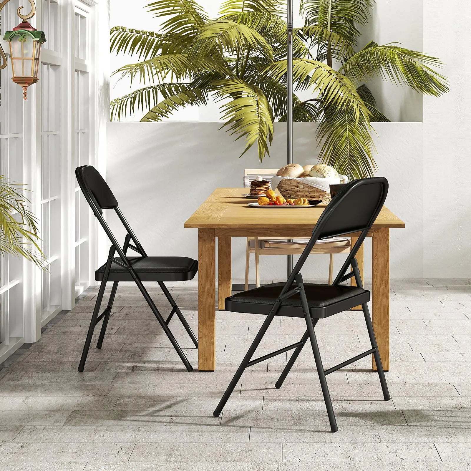 Folding Chair, Leather Padded Folding Chairs, Easy to Use and Store, Outdoor and Indoor, for Home, Office, Party, Comfy, Black - NOVA - HOME - FURNITURE