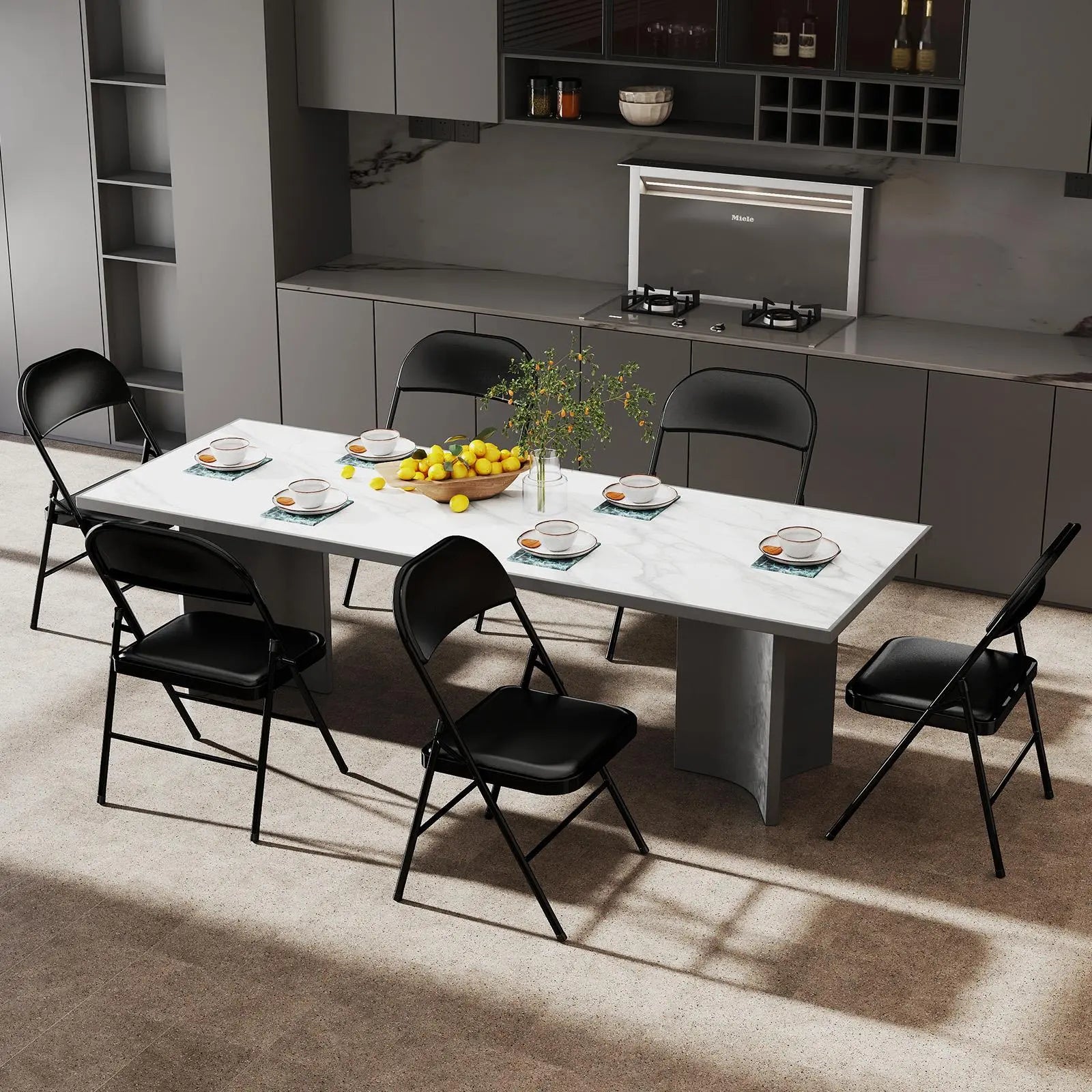 Folding Chair, Leather Padded Folding Chairs, Easy to Use and Store, Outdoor and Indoor, for Home, Office, Party, Comfy, Black - NOVA - HOME - FURNITURE