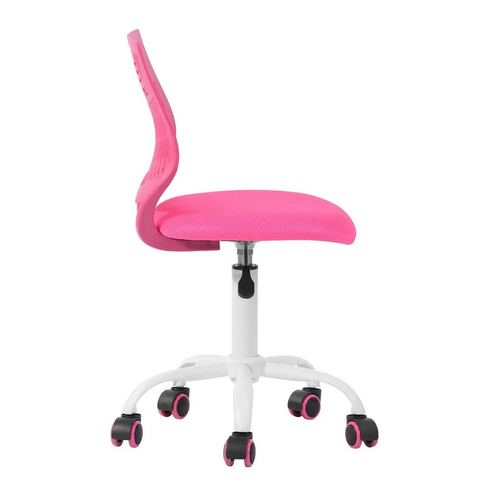 Fuchsia and White Adjustable Height Swivel Rolling Office Chair - NOBLE HOME INTERIORS