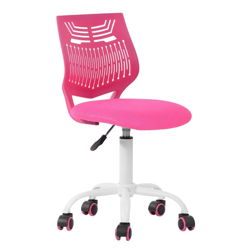 Fuchsia and White Adjustable Height Swivel Rolling Office Chair - NOBLE HOME INTERIORS