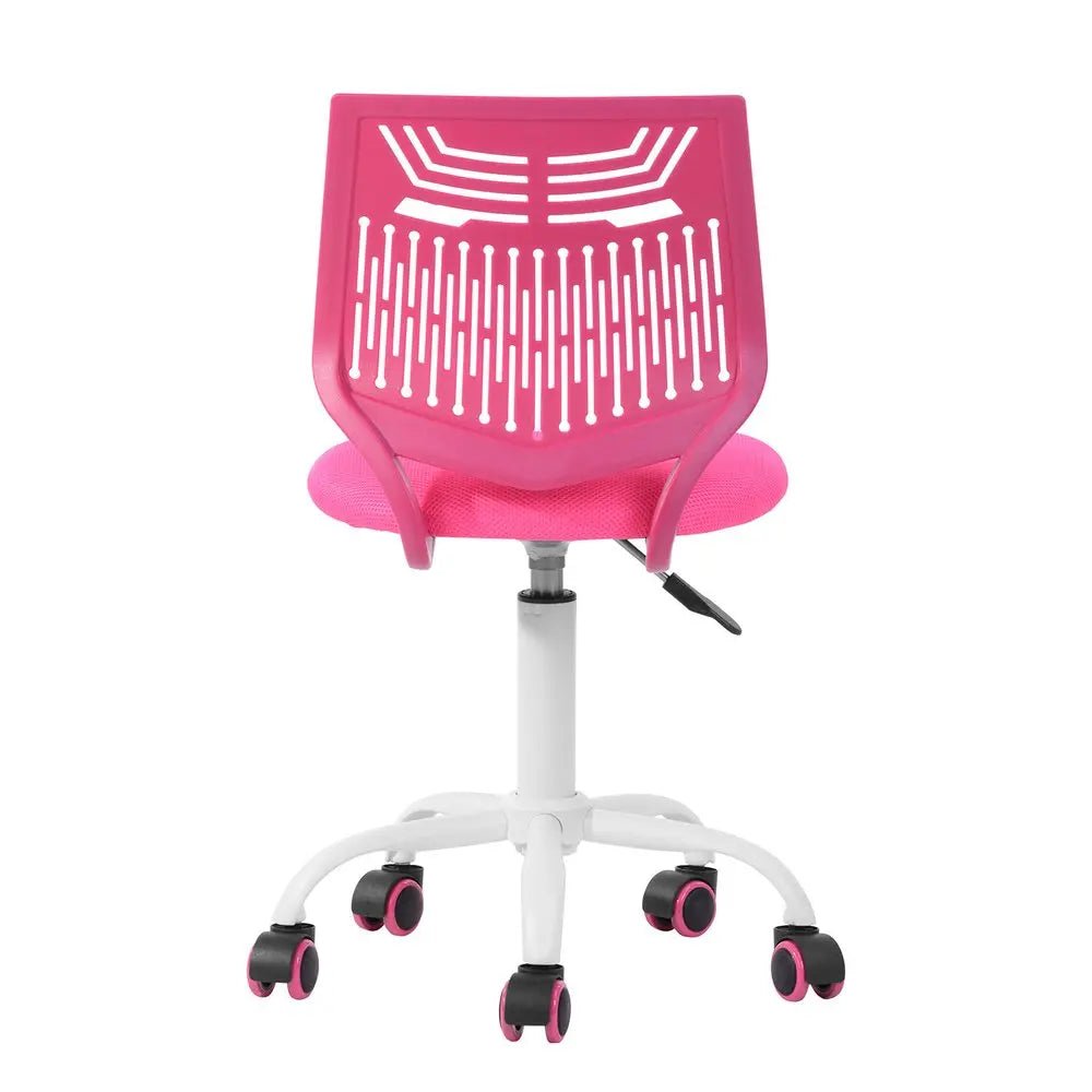 Fuchsia and White Adjustable Height Swivel Rolling Office Chair - NOBLE HOME INTERIORS