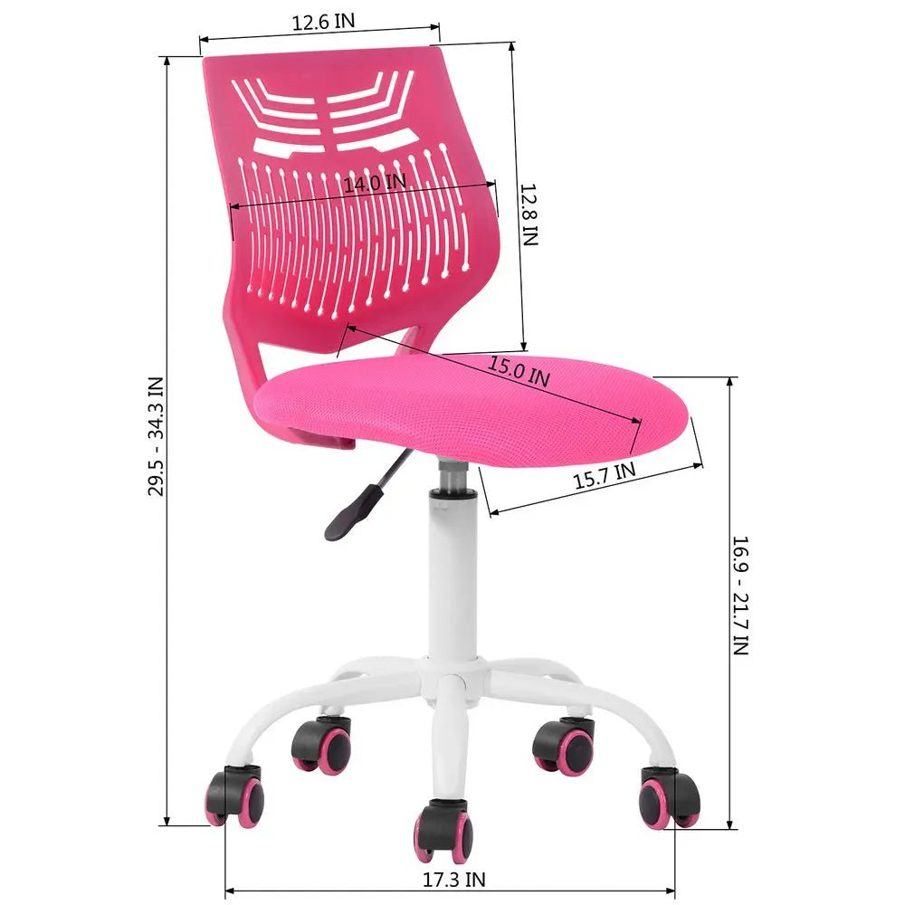 Fuchsia and White Adjustable Height Swivel Rolling Office Chair - NOBLE HOME INTERIORS