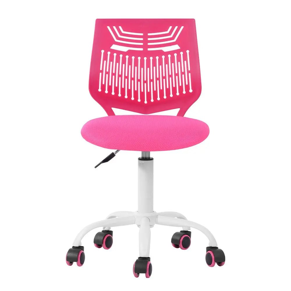 Fuchsia and White Adjustable Height Swivel Rolling Office Chair - NOBLE HOME INTERIORS