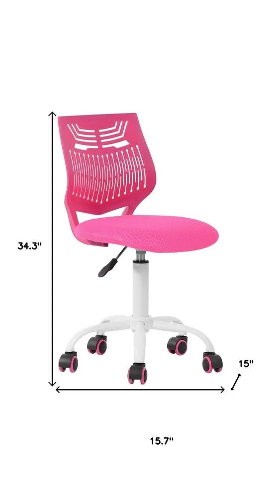 Fuchsia and White Adjustable Height Swivel Rolling Office Chair - NOBLE HOME INTERIORS