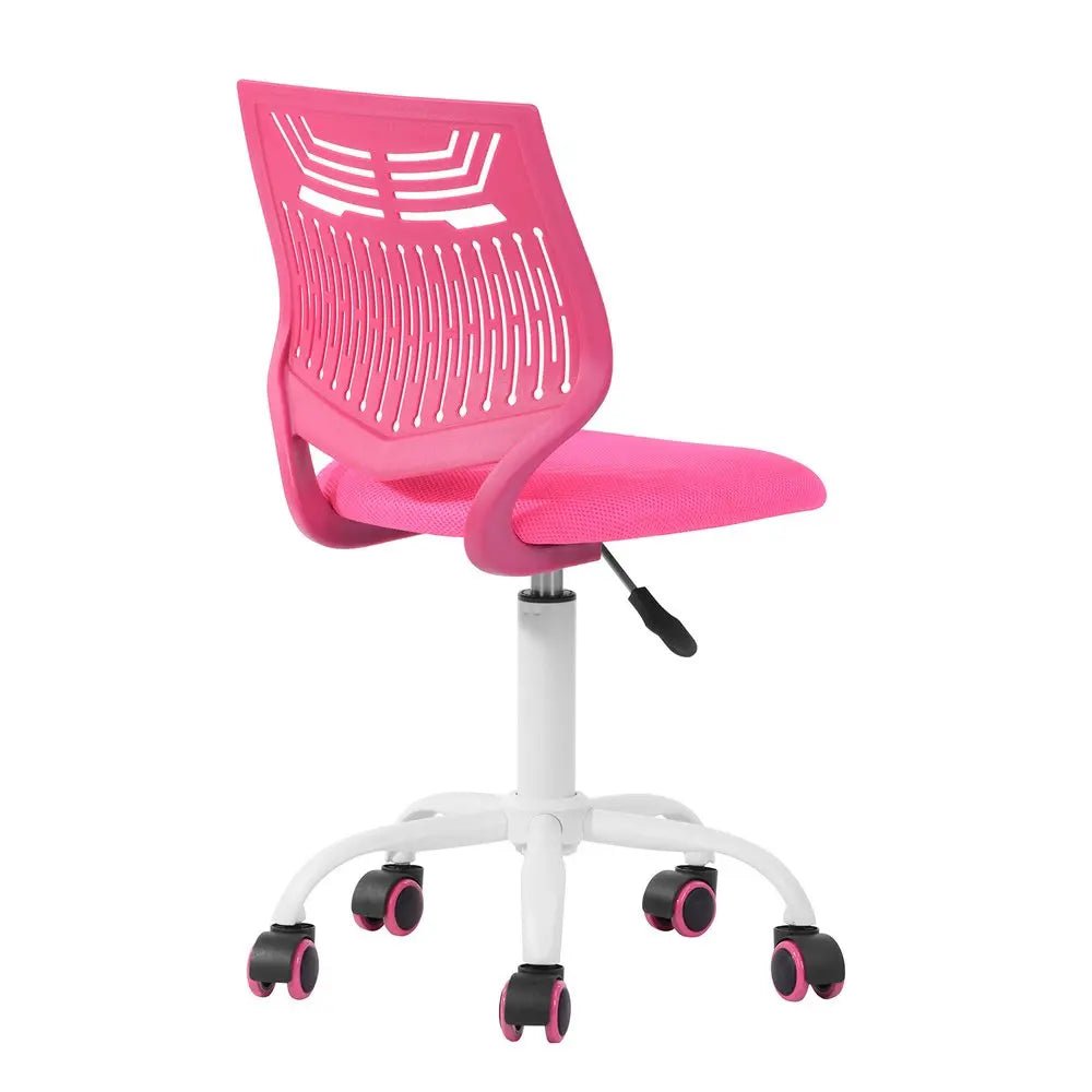 Fuchsia and White Adjustable Height Swivel Rolling Office Chair - NOBLE HOME INTERIORS