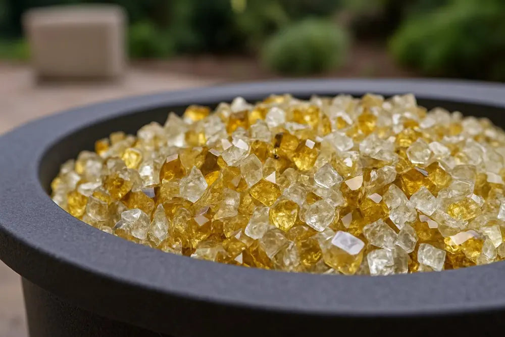 Gold Round Reflective Fire Pit Glass - NOBLE HOME INTERIORS