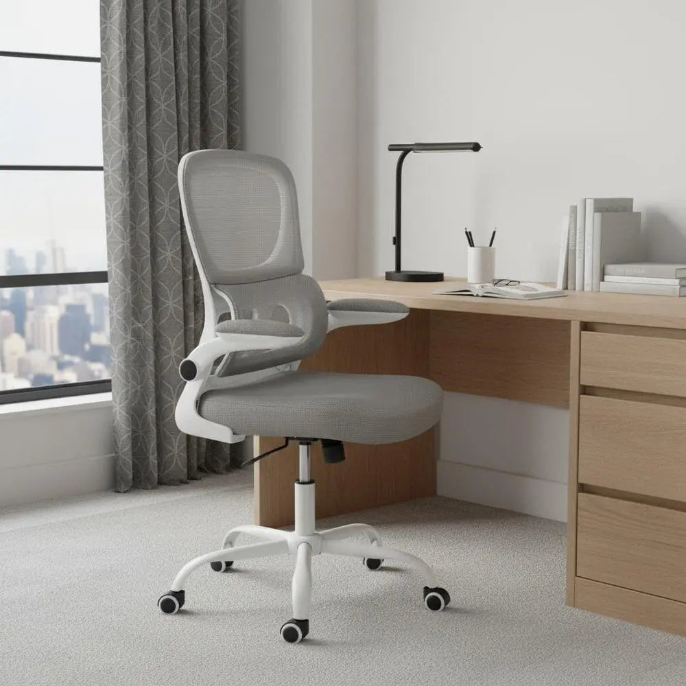 Gray Adjustable Height Swivel Rolling Gaming Chair - NOBLE HOME INTERIORS