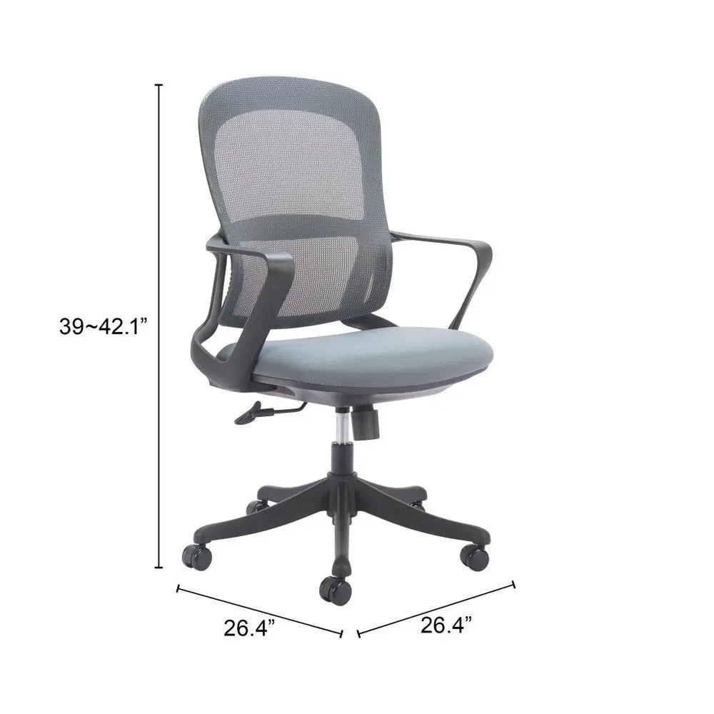 Gray and Black Adjustable Height Swivel Rolling Office Chair - NOBLE HOME INTERIORS