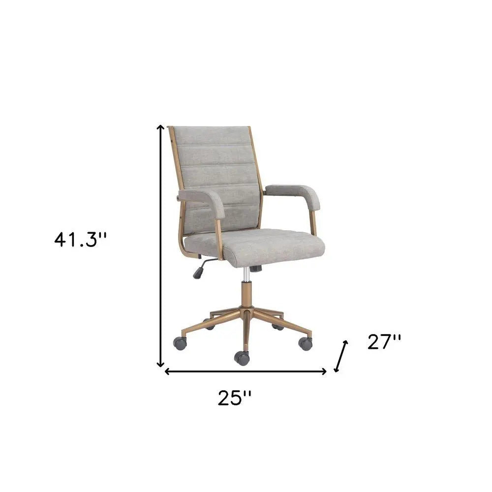 Gray and Bronze Adjustable Height Swivel Rolling Office Chair - NOBLE HOME INTERIORS