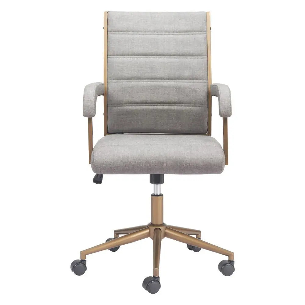 Gray and Bronze Adjustable Height Swivel Rolling Office Chair - NOBLE HOME INTERIORS