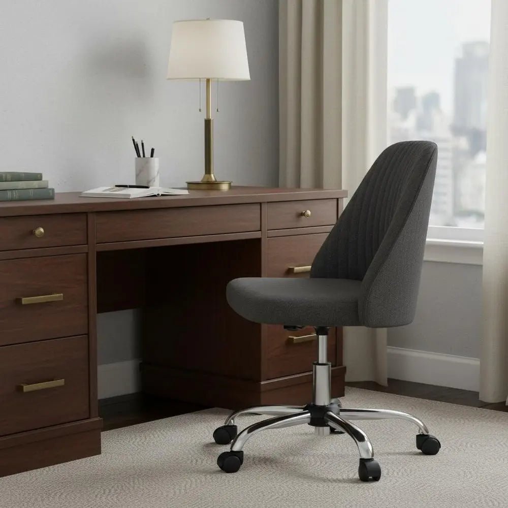 Gray and Silver Adjustable Height Swivel Rolling Office Chair - NOBLE HOME INTERIORS