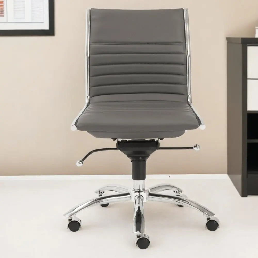Gray and Silver Adjustable Swivel Faux Leather Rolling Conference Office Chair - NOBLE HOME INTERIORS