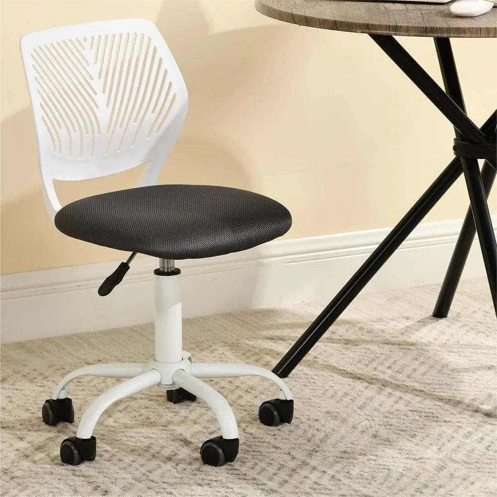 Gray and White Adjustable Height Swivel Rolling Office Chair - NOBLE HOME INTERIORS