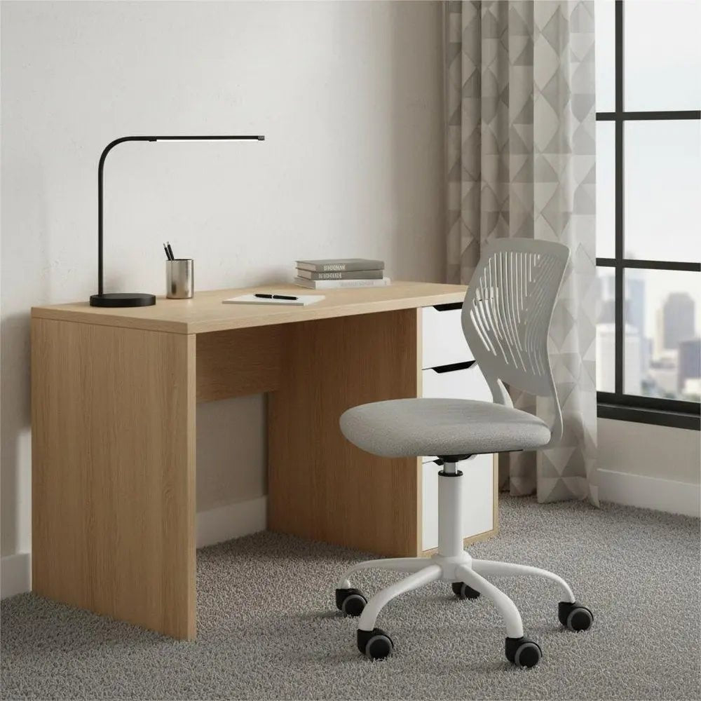Gray and White Adjustable Height Swivel Rolling Office Chair - NOBLE HOME INTERIORS
