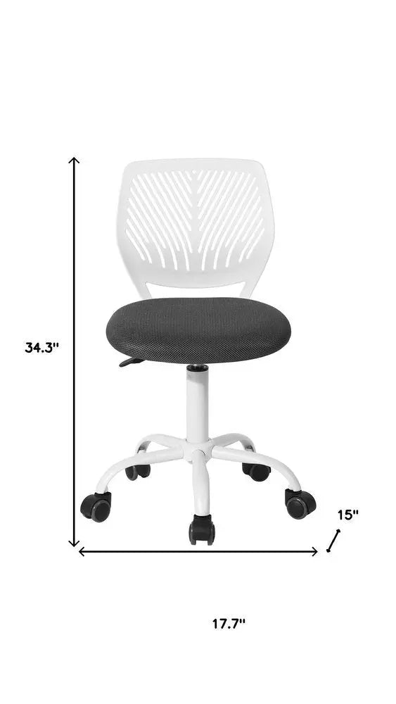 Gray and White Adjustable Height Swivel Rolling Office Chair - NOBLE HOME INTERIORS