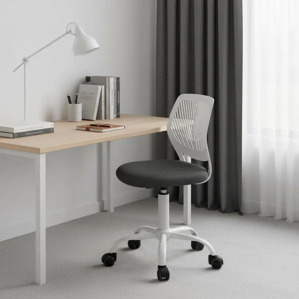 Gray and White Adjustable Height Swivel Rolling Office Chair - NOBLE HOME INTERIORS