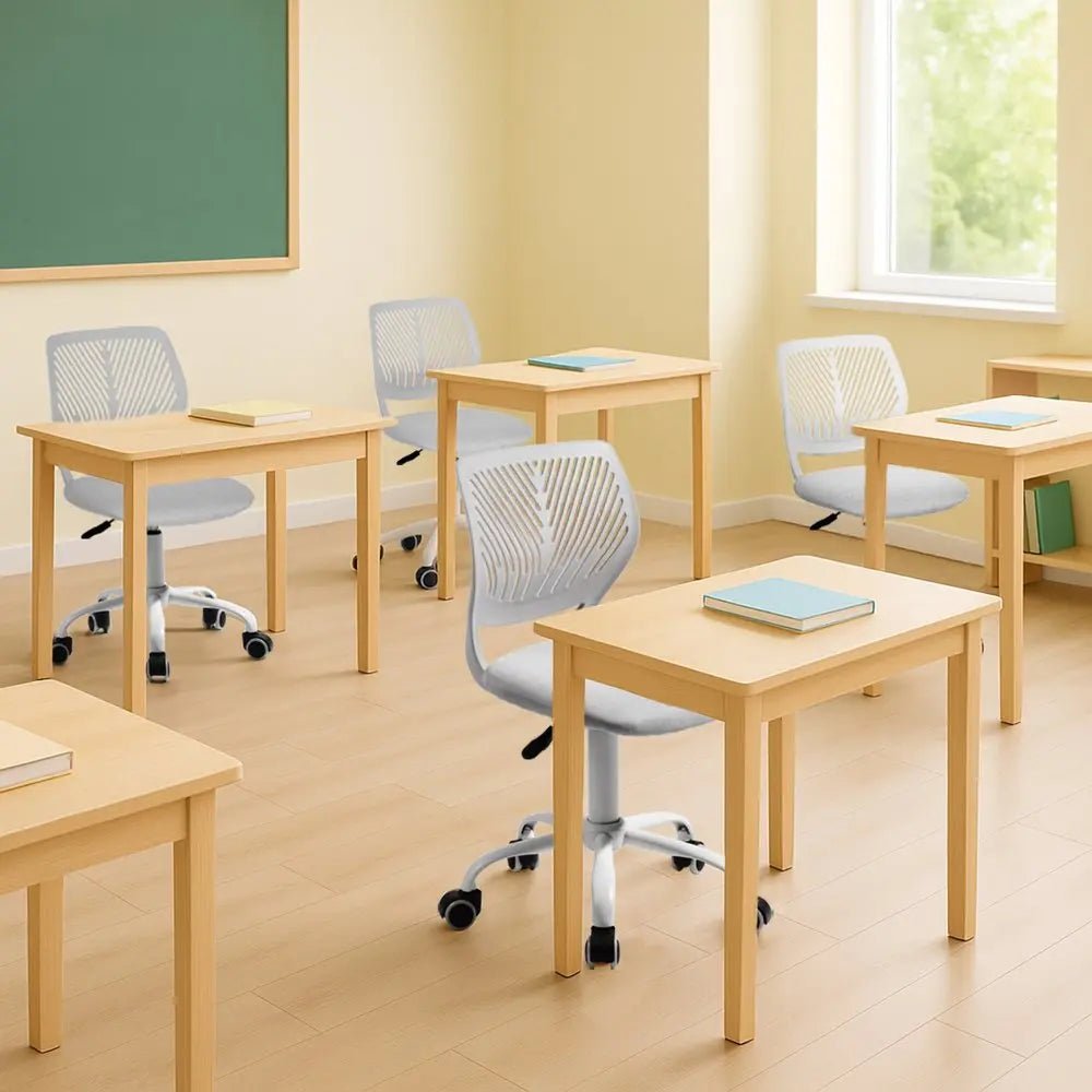 Gray and White Adjustable Height Swivel Rolling Office Chair - NOBLE HOME INTERIORS