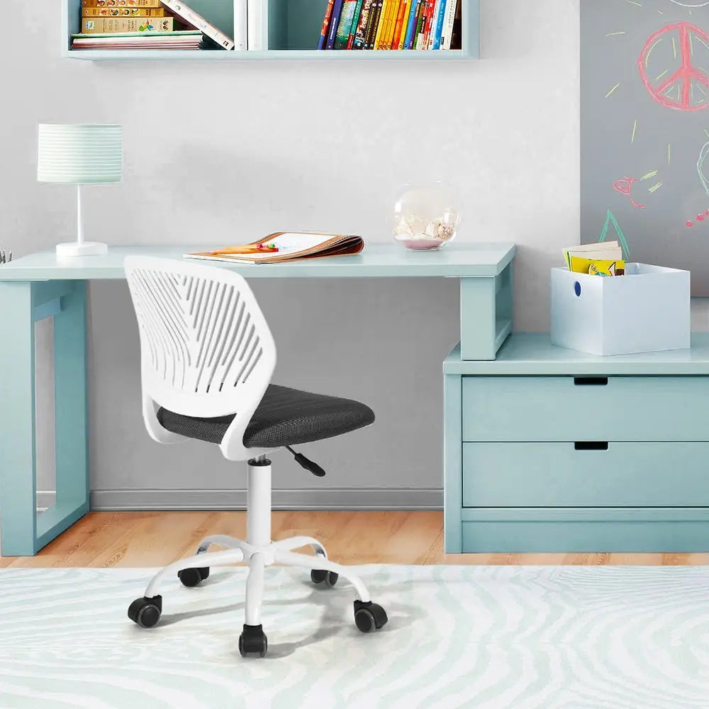 Gray and White Adjustable Height Swivel Rolling Office Chair - NOBLE HOME INTERIORS