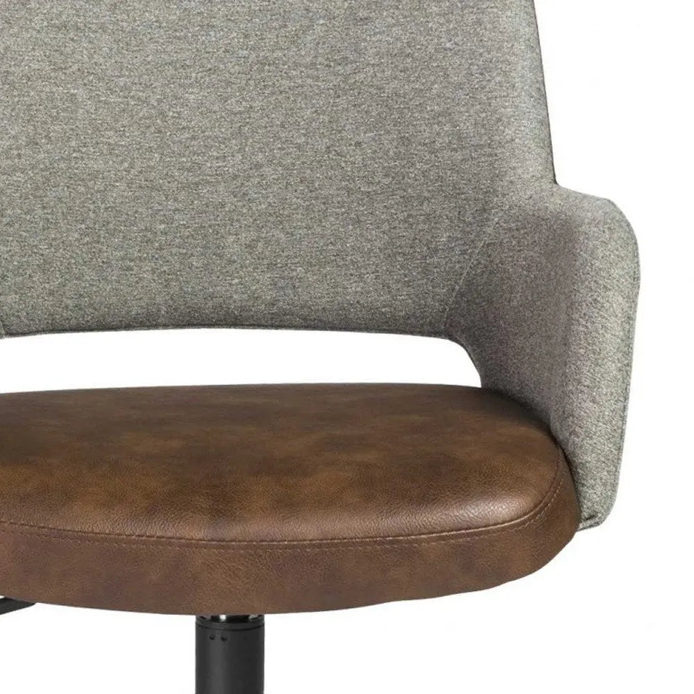 Gray Brown and Black Adjustable Swivel Fabric Rolling Office Chair - NOBLE HOME INTERIORS