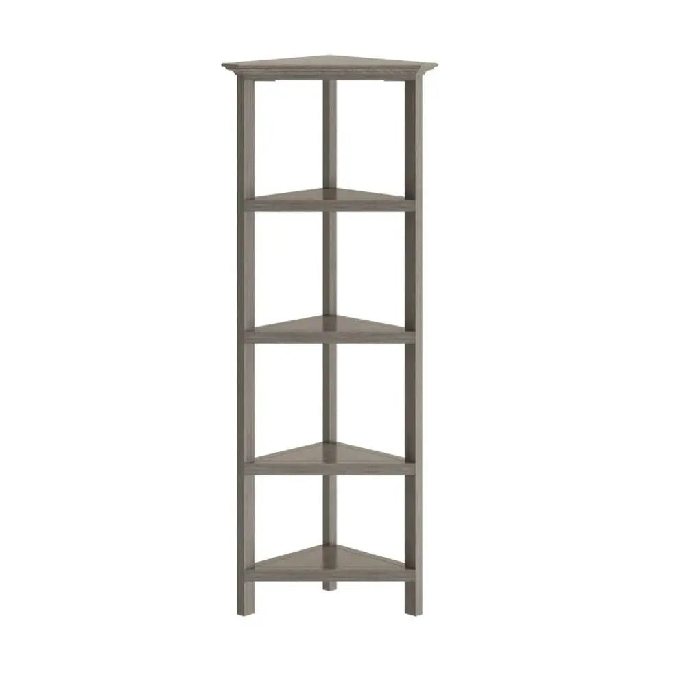 Gray Solid Wood Corner Bookcase - NOBLE HOME INTERIORS