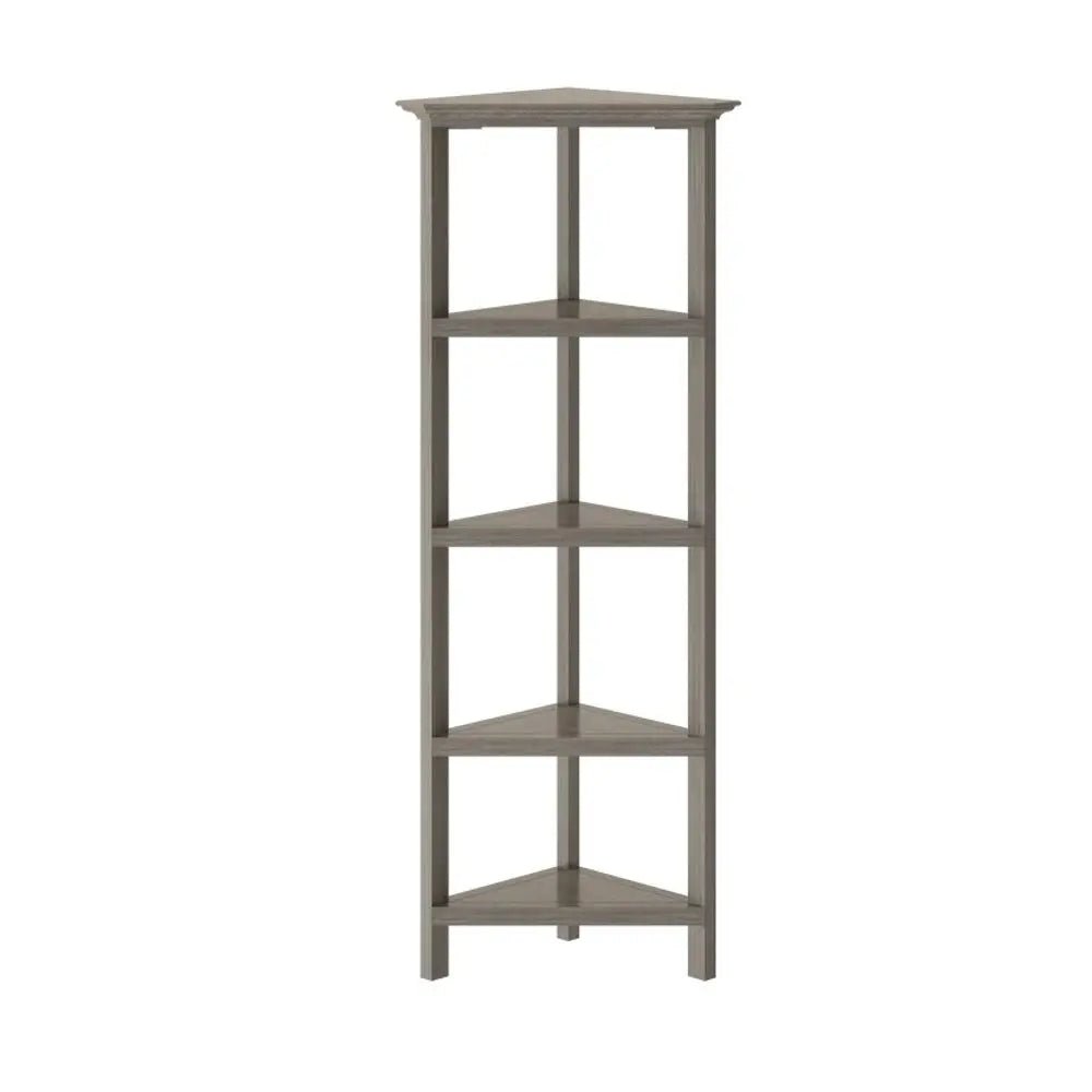 Gray Solid Wood Corner Bookcase - NOBLE HOME INTERIORS